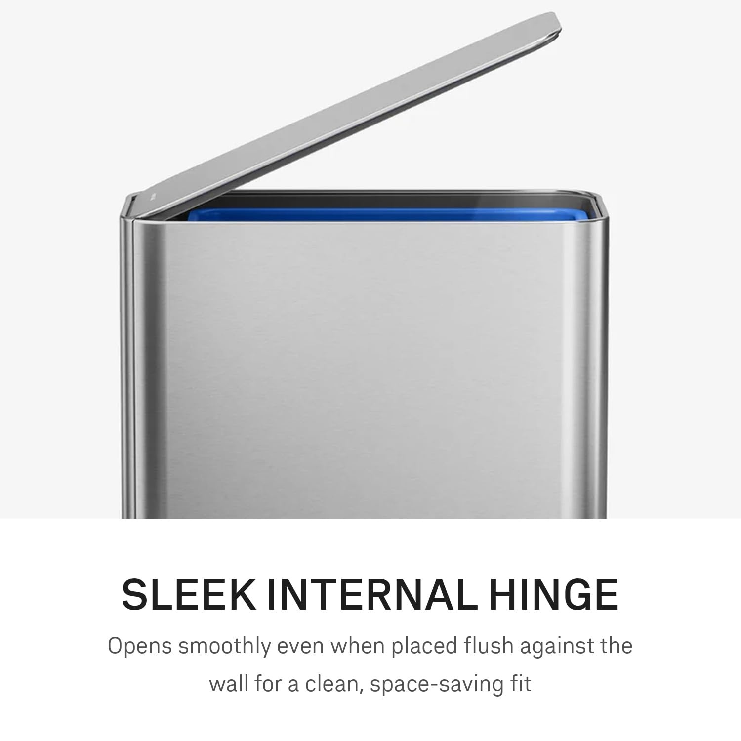 image:imagesimplehuman Slim Step Can 5L 13 Gallon Compact Bathroom Trash Can Liner Pocket Sleek Internal Hinge 150000Step AllSteel Pedal Lid Shox Silent Close Brushed Stainless SteelBrushed