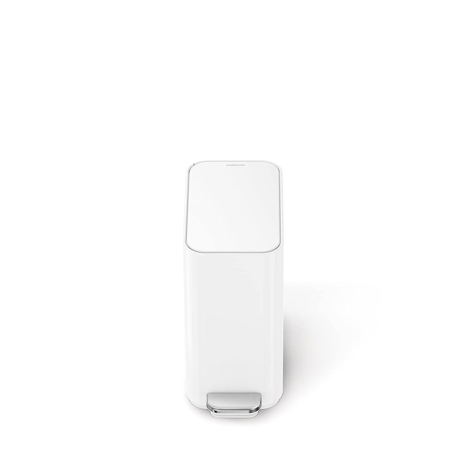 image:imagesimplehuman Slim Step Can 5L 13 Gallon Compact Bathroom Trash Can Liner Pocket Sleek Internal Hinge 150000Step AllSteel Pedal Lid Shox Silent Close Brushed Stainless SteelWhite