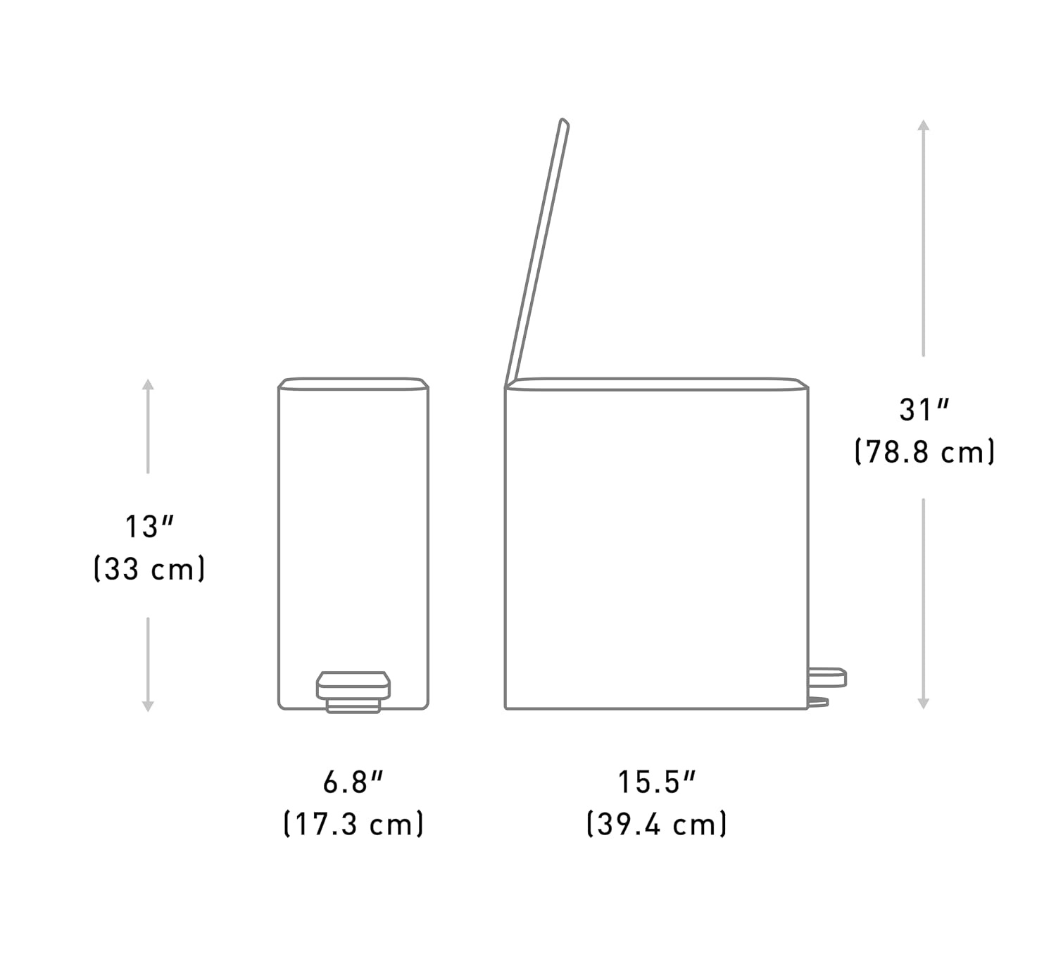 image:imagesimplehuman Slim Step Can 5L 13 Gallon Compact Bathroom Trash Can Liner Pocket Sleek Internal Hinge 150000Step AllSteel Pedal Lid Shox Silent Close Brushed Stainless SteelWhite