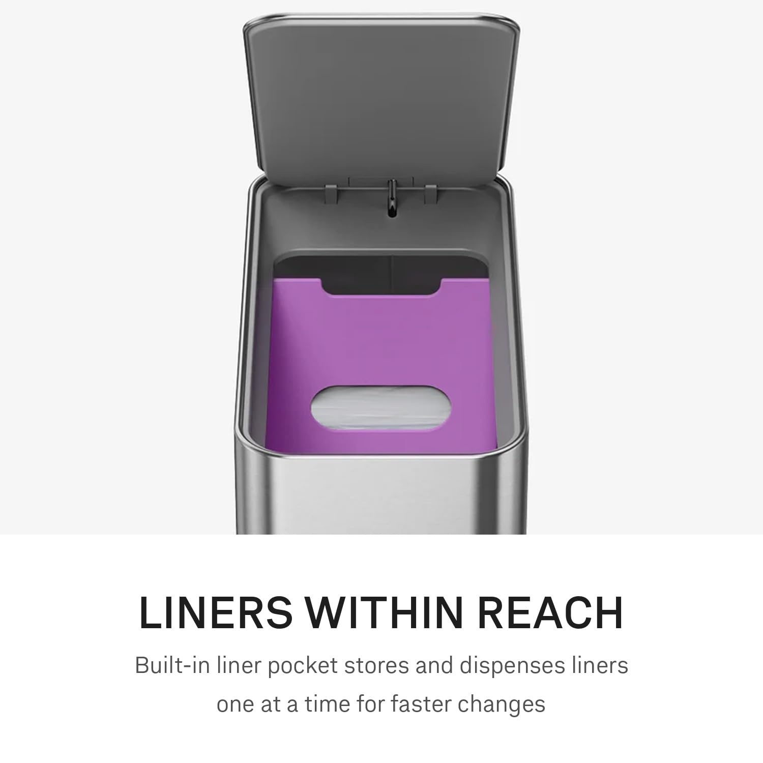 image:imagesimplehuman Slim Step Can 5L 13 Gallon Compact Bathroom Trash Can Liner Pocket Sleek Internal Hinge 150000Step AllSteel Pedal Lid Shox Silent Close Brushed Stainless SteelBrushed