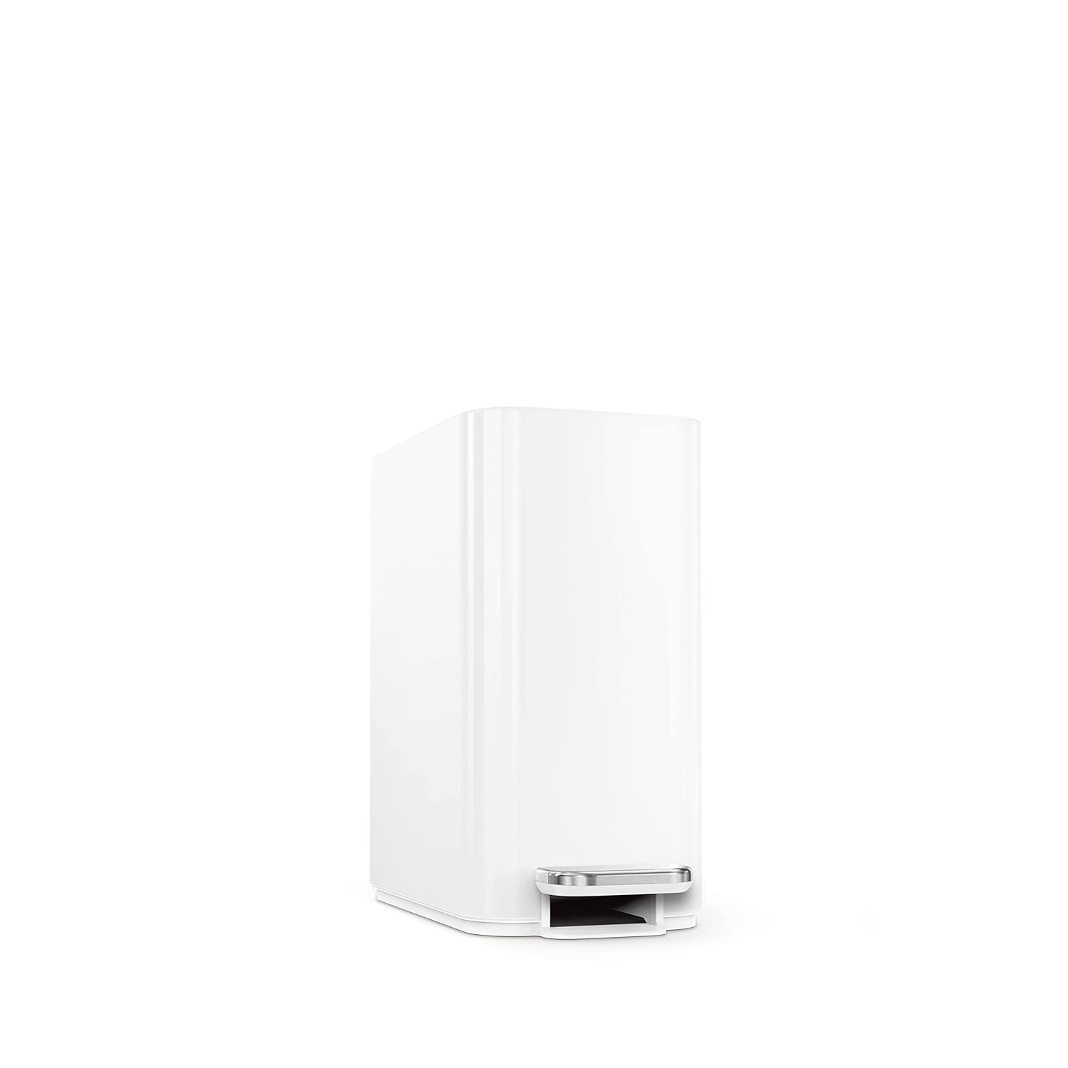 image:imagesimplehuman Slim Step Can 5L 13 Gallon Compact Bathroom Trash Can Liner Pocket Sleek Internal Hinge 150000Step AllSteel Pedal Lid Shox Silent Close Brushed Stainless SteelWhite