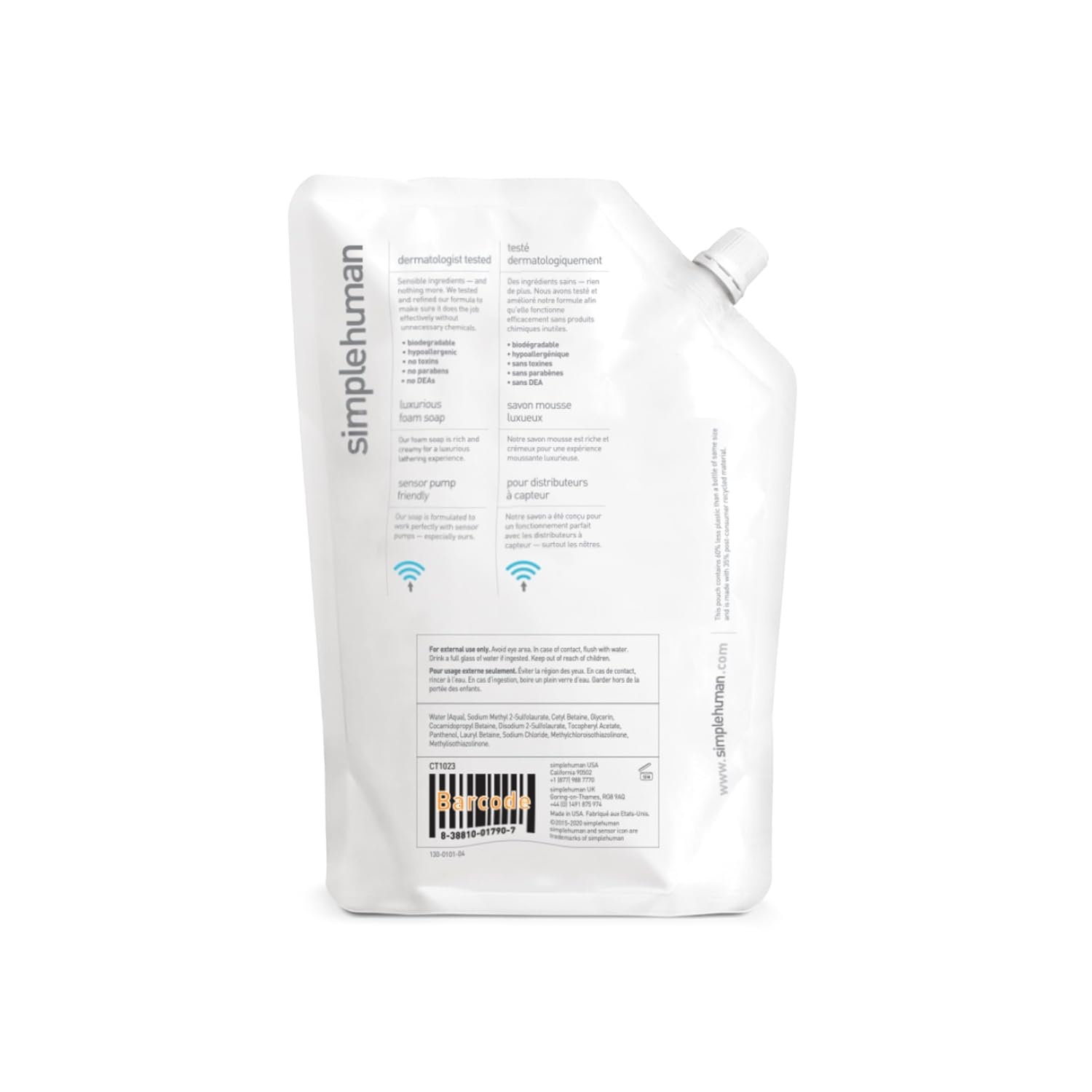 image:imagesimplehuman Spring Water Liquid Hand Soap Refill Bottle 30 fl oz Gentle amp Refreshing Fresh Floral Aroma Moisturizing Vitamin E Sulfate amp Paraben Free Optimized for simplehuman Sensor PumpFragrance Free Hand Soap
