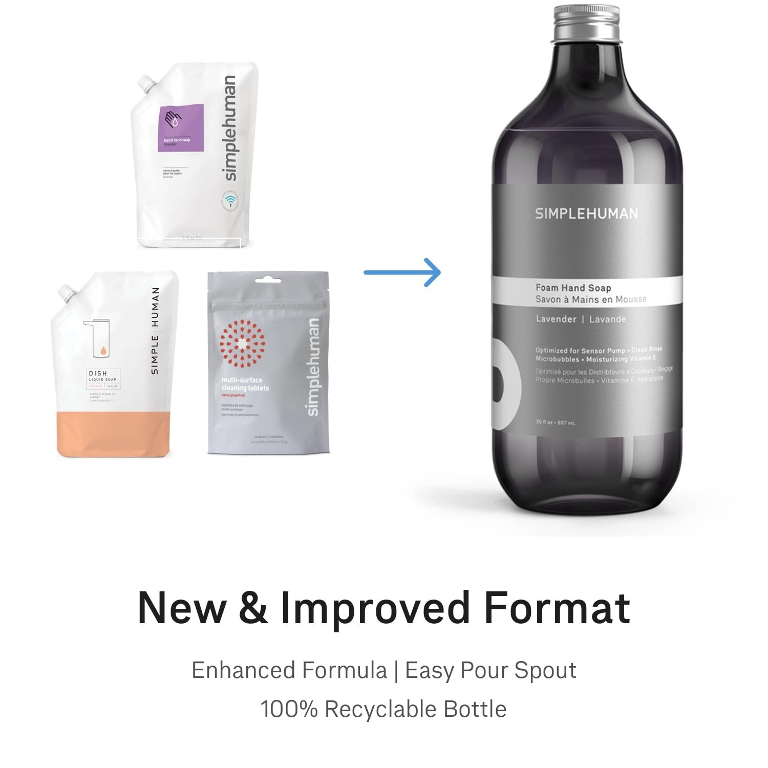 image:imagesimplehuman Spring Water Liquid Hand Soap Refill Bottle 30 fl oz Gentle amp Refreshing Fresh Floral Aroma Moisturizing Vitamin E Sulfate amp Paraben Free Optimized for simplehuman Sensor PumpCucumber