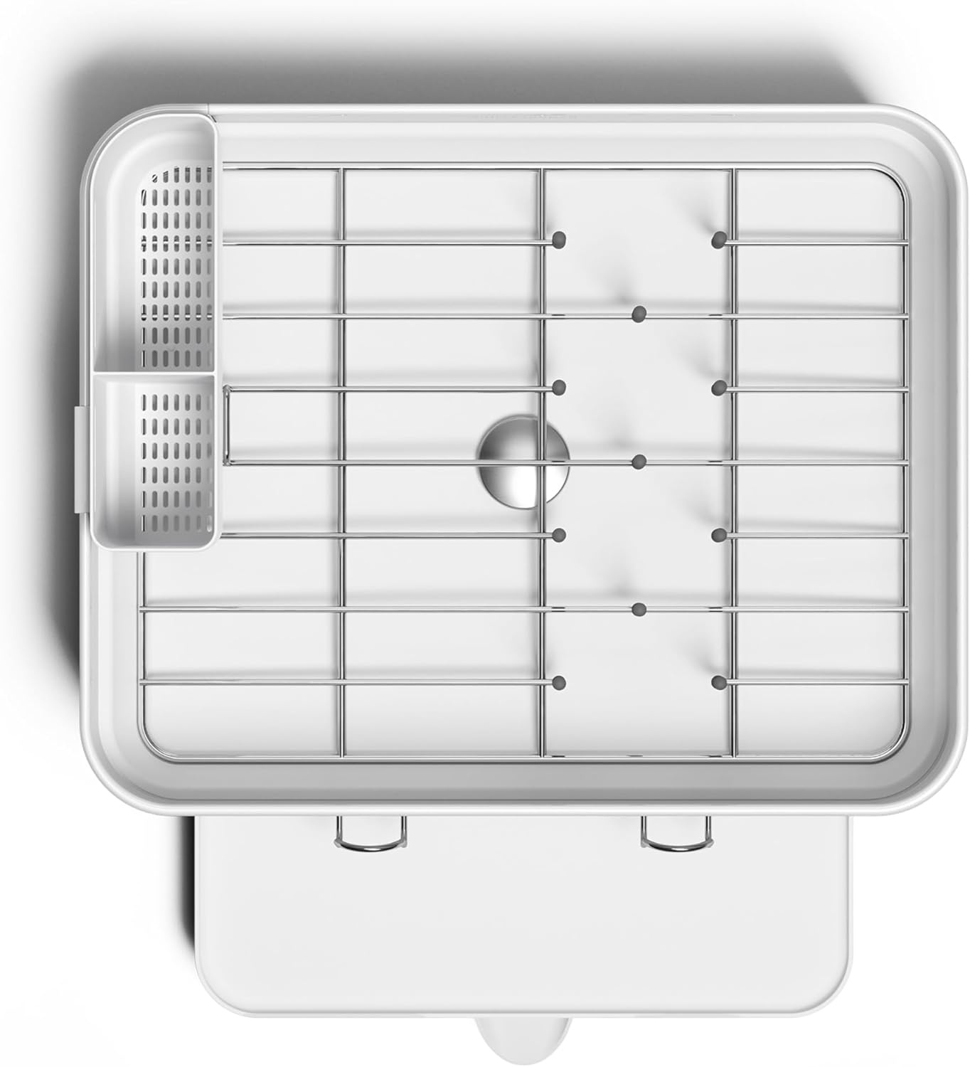 image:imagesimplehuman Steel Frame Dishrack Compact Dish Drying Rack for Small Kitchens 360 Easy Drain Swivel Spout AntiResidue Coating Moisture Control Surface WhiteWhite