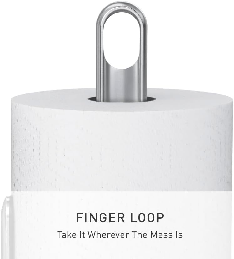 image:imagesimplehuman Tension Arm Countertop Paper Towel Holder Easy OneHanded Tear Standing Weighted Base with Finger Loop Heavy Duty Brushed Stainless Steel