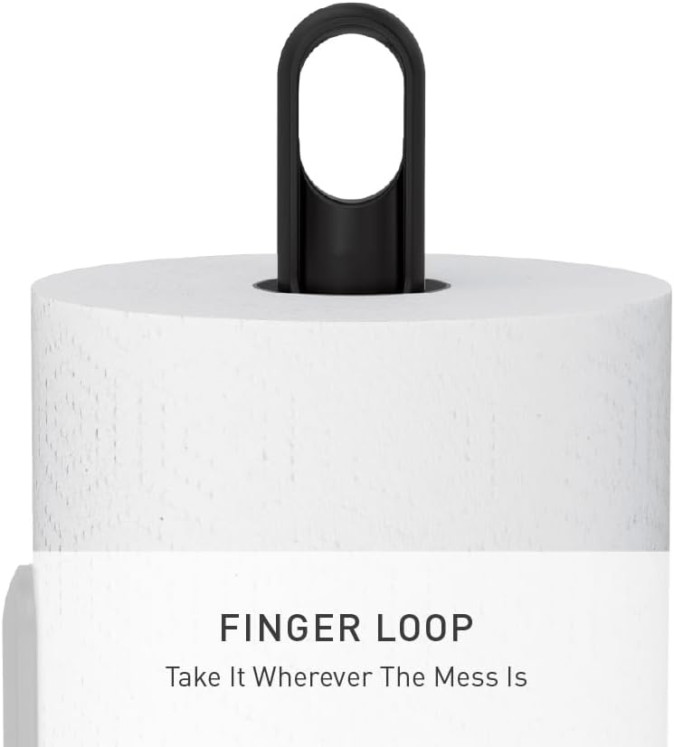 image:imagesimplehuman Tension Arm Countertop Paper Towel Holder Easy OneHanded Tear Standing Weighted Base with Finger Loop Heavy Duty Matte Black SteelBlack Stainless Steel