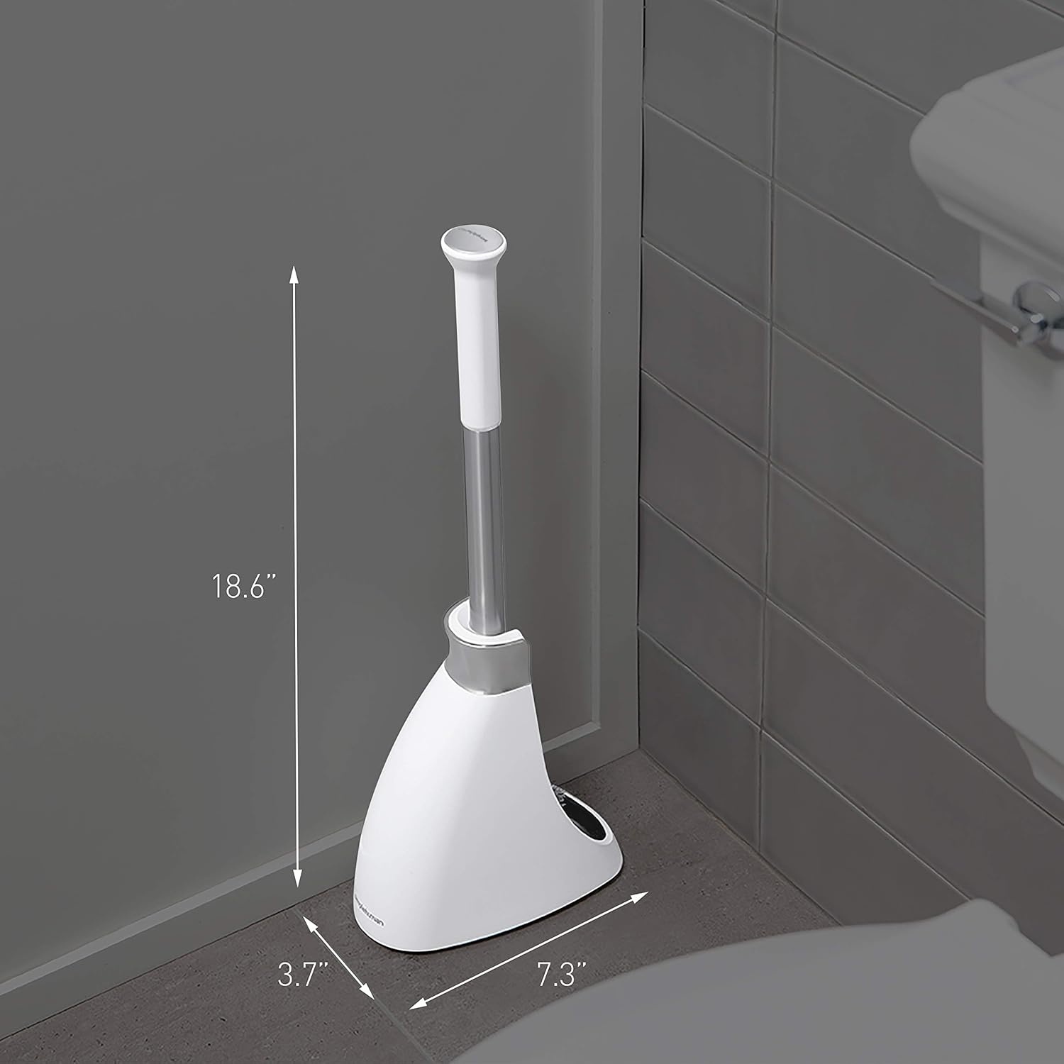image:imagesimplehuman Toilet Brush with Caddy Stainless Steel WhiteWhite