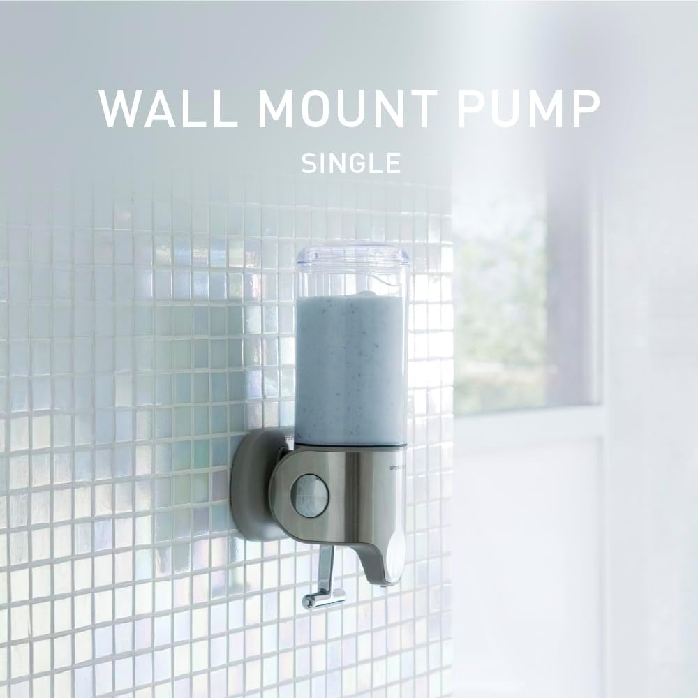 image:imagesimplehuman Triple Wall Mount Pumps HotelGrade Refillable 3Chamber Shampoo Conditioner Body Wash Shower Dispenser TBar Lever NoDrill Install for Bathrooms Hotels and Airbnbs Stainless SteelSingle