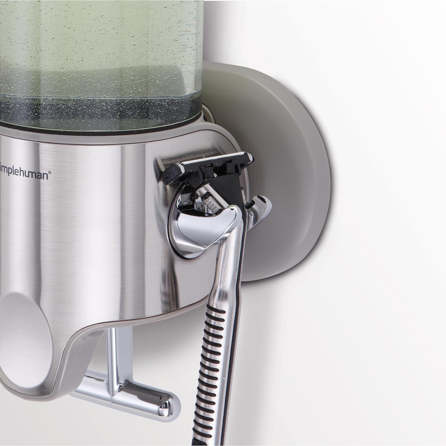 image:imagesimplehuman Triple Wall Mount Pumps HotelGrade Refillable 3Chamber Shampoo Conditioner Body Wash Shower Dispenser TBar Lever NoDrill Install for Bathrooms Hotels and Airbnbs Stainless SteelSingle Pack of 6