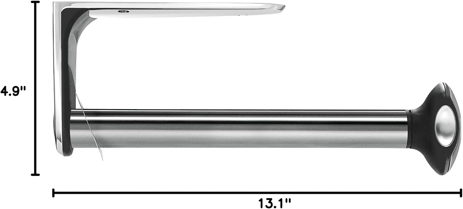 image:imagesimplehuman Wall Mount Paper Towel Holder UnderCabinet or Wall Mounted Rack Horizontal or Vertical Install OneHanded Tear with Tension Spring QuickRelease Knob Brushed Stainless Steel13 x 3 x 5 h Pack of 6