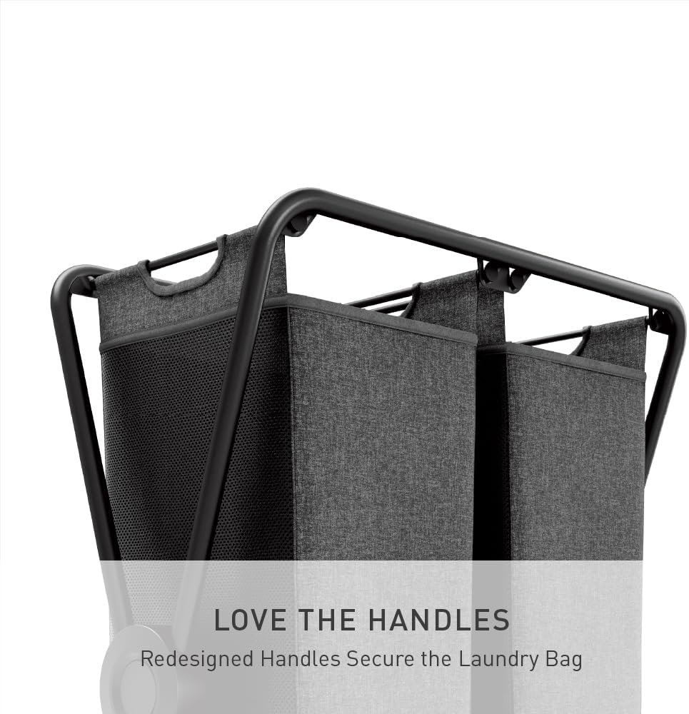 image:imagesimplehuman XFrame Hamper Single Compartment Laundry Hamper for Bedroom Bathroom HeavyGauge Steel Frame Stain amp Odor Resistant Machine Washable Bag Easy Carry Steel Handles WhiteBlack