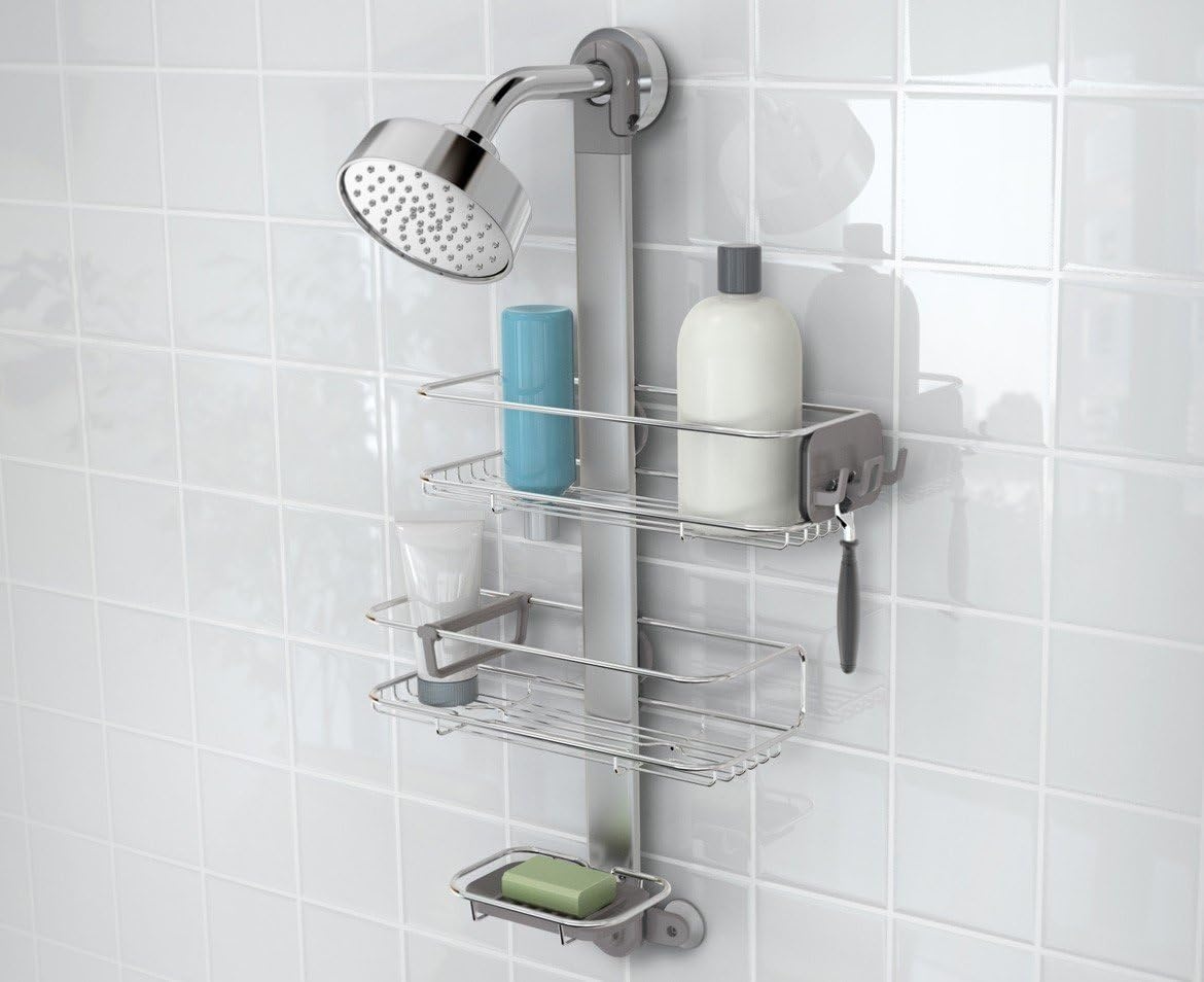 image:imagesimplehuman XLarge Adjustable Hanging Shower Caddy Handheld Showerhead Compatible FamilySize Bathroom Organizer with 12Inch Extended Neck Adjustable Shelves RustProof Stainless SteelMedium