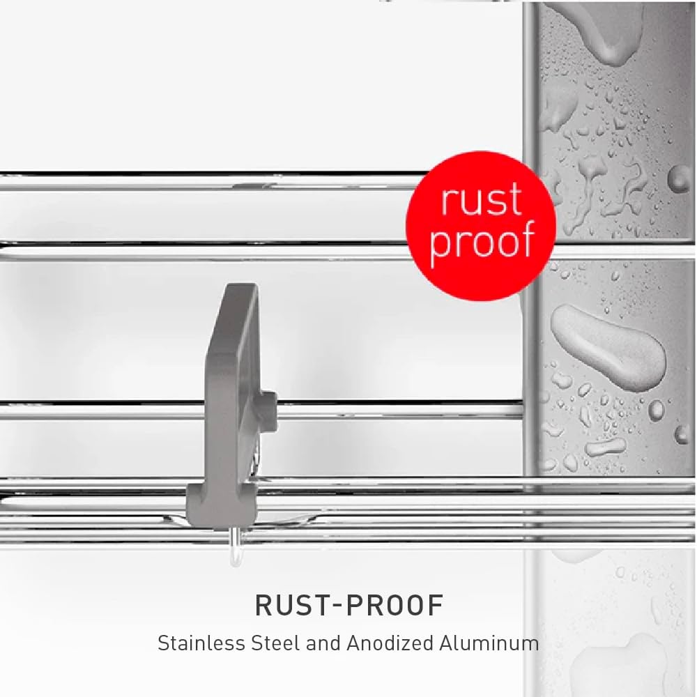 image:imagesimplehuman XLarge Adjustable Hanging Shower Caddy Handheld Showerhead Compatible FamilySize Bathroom Organizer with 12Inch Extended Neck Adjustable Shelves RustProof Stainless SteelMedium