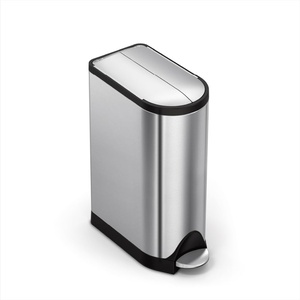 simplehuman 10 Liter / 2.6 Gallon Butterfly Lid Bathroom Step Trash Can, Brushed Stainless Steel with Black Trim(18 liter Brushed)