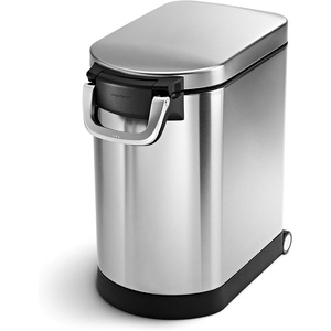 simplehuman 35 Liter, 40 lb / 18.1 kg X-Large Pet Food Storage Container for Dog Food, Cat Food, and Bird Feed, Brushed Stainless Steel(Brushed Stainless Steel)