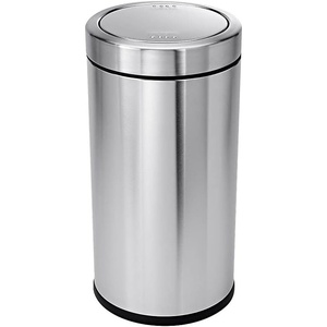 simplehuman 55 Liter / 14.5 Gallon Commercial Swing Top Trash Can, ADA-Compliant, 11-20 Gallons, Brushed Stainless Steel(55 Liter)