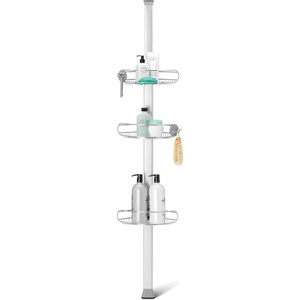 simplehuman 8′ Tension Pole Shower Caddy, Stainless Steel and Anodized Aluminum(8 ft)