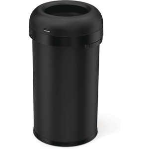 simplehuman 80 Liter / 21.1 Gallon Bullet Open Top Trash Can, Commercial Grade Heavy Gauge, Brushed Stainless Steel(Matte Black)