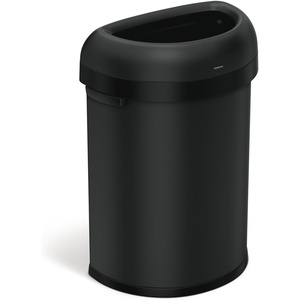 simplehuman 80 Liter / 21.1 Gallon Extra Large Semi-Round Open Top Trash Can Commercial Grade Heavy Gauge Brushed Stainless Steel, ADA-Compliant(Matte Black)