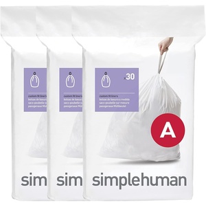 simplehuman Code A 90 Count Custom Fit Liners, Drawstring Kitchen Trash Bags, One-by-One Mess-Free Dispense, Extra Thick & Double Seamed, 50% PCR Plastic, 4.5 Liter / 1.2 Gallon, White(90 Count (Pack of 1))
