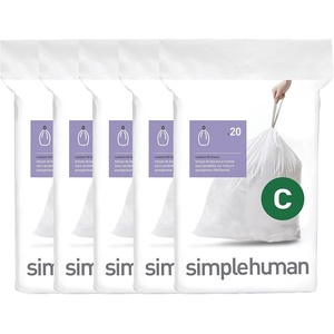simplehuman Code C 100 Count Custom Fit Liners, Drawstring Kitchen Trash Bags, One-by-One Mess-Free Dispense, Extra Thick & Double Seamed, 50% PCR Plastic, 10-12 Liter / 2.6-3.2 Gallon, White(100 Count (Pack of 1))