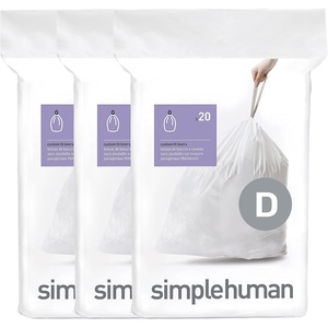 simplehuman Code D 100 Count Custom Fit Liners, Drawstring Kitchen Trash Bags, One-by-One Mess-Free Dispense, Extra Thick & Double Seamed, 50% PCR Plastic, 20 Liter / 5.3 Gallon, White(60 Count (Pack of 1))