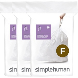 simplehuman Code F 100 Count Custom Fit Liners, Drawstring Kitchen Trash Bags, One-by-One Mess-Free Dispense, Extra Thick & Double Seamed, 50% PCR Plastic, 25 Liter / 6.6 Gallon, White(60 Count (Pack of 1))