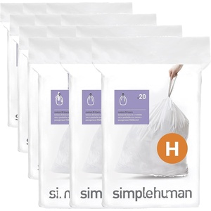 simplehuman Code H 100 Count Custom Fit Liners, Drawstring Kitchen Trash Bags, One-by-One Mess-Free Dispense, Extra Thick & Double Seamed, 50% PCR Plastic, 30-35 Liter / 8-9 Gallon, White(60 Count (Pack of 4))
