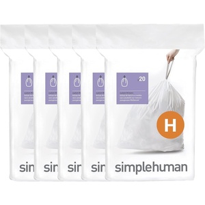 simplehuman Code H 100 Count Custom Fit Liners, Drawstring Kitchen Trash Bags, One-by-One Mess-Free Dispense, Extra Thick & Double Seamed, 50% PCR Plastic, 30-35 Liter / 8-9 Gallon, White(100 Count (Pack of 1))