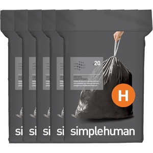 simplehuman Code H 200 Count Odorsorb® Custom Fit Liners, Drawstring Odor Absorbing Trash Bags, One-by-One Mess-Free Dispense, Extra Thick & Double Seamed, 50% PCR Plastic, 30-35 Liter / 8-9 Gallon(100 Count (Pack of 1))