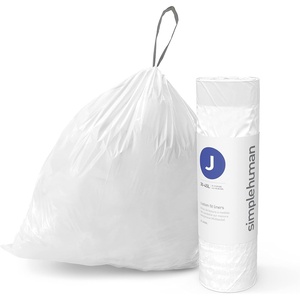 simplehuman Code J 100 Count Custom Fit Liners, Drawstring Kitchen Trash Bags, One-by-One Mess-Free Dispense, Extra Thick & Double Seamed, 50% PCR Plastic, 38-45 Liter / 10-12 Gallon, White(240 Count (Pack of 1))