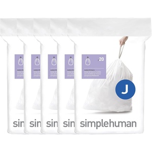 simplehuman Code J 100 Count Custom Fit Liners, Drawstring Kitchen Trash Bags, One-by-One Mess-Free Dispense, Extra Thick & Double Seamed, 50% PCR Plastic, 38-45 Liter / 10-12 Gallon, White(100 Count (Pack of 1))