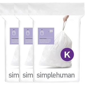 simplehuman Code K 100 Count Custom Fit Liners, Drawstring Kitchen Trash Bags, One-by-One Mess-Free Dispense, Extra Thick & Double Seamed, 50% PCR Plastic, 30-45 Liter / 8-12 Gallon, White(60 Count (Pack of 1))
