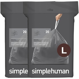 simplehuman Code L 200 Count Odorsorb® Custom Fit Liners, Drawstring Odor Absorbing Trash Bags, One-by-One Mess-Free Dispense, Extra Thick & Double Seamed, 50% PCR Plastic, 18 Liter / 4.7 Gallon(40 Count (Pack of 1))