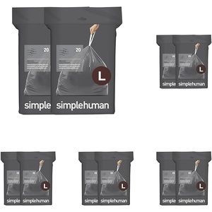 simplehuman Code L 200 Count Odorsorb® Custom Fit Liners, Drawstring Odor Absorbing Trash Bags, One-by-One Mess-Free Dispense, Extra Thick & Double Seamed, 50% PCR Plastic, 18 Liter / 4.7 Gallon(40 Count (Pack of 5))