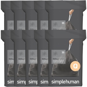 simplehuman Code Q 100 Count Odorsorb® Custom Fit Liners, Drawstring Odor Absorbing Trash Bags, One-by-One Mess-Free Dispense, Extra Thick & Double Seamed, 50% PCR Plastic, 50-65 Liter / 13-17 Gallon(200 Count (Pack of 1))