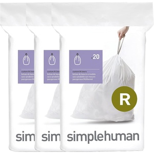simplehuman Code R 100 Count Custom Fit Liners, Drawstring Kitchen Trash Bags, One-by-One Mess-Free Dispense, Extra Thick & Double Seamed, 50% PCR Plastic, 9-10 Liter / 2.6 Gallon, White(60 Count (Pack of 1))