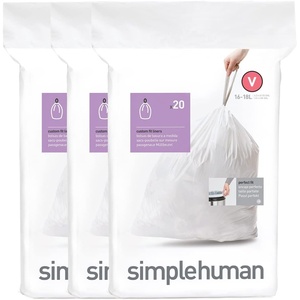 simplehuman Code V 100 Count Custom Fit Liners, Drawstring Kitchen Trash Bags, One-by-One Mess-Free Dispense, Extra Thick & Double Seamed, 50% PCR Plastic, 16-18 Liter / 4.2-4.8 Gallon, White(20 Count (Pack of 3))