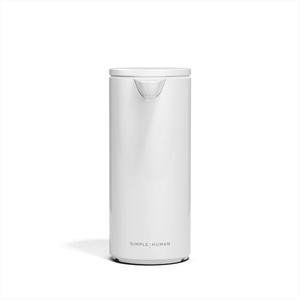 simplehuman Liquid Sensor Pump, 9 oz Automatic Soap Dispenser for Kitchen and Bathroom, Touchless Motion Sensor, Variable Dispense, Rechargeable, No-Drip Spout, High-Grade Matte Black Steel(White)