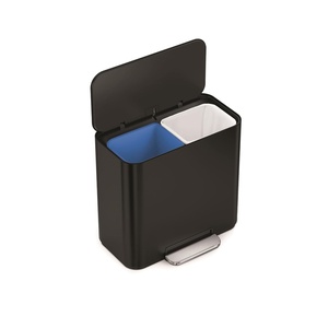 simplehuman Mini Step Recycler, 15L / 4 Gallon Dual Compartment Trash Can for Hotels, Offices, Studios, Small Spaces, 150,000-Step Steel Pedal, Lid Shox® Silent Close, Matte Black Steel(Matte Black)