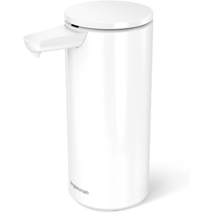 simplehuman Sensor Pump, Automatic Soap Dispenser for Kitchen Sink or Bathroom, Hand Touchless, Cordless & Rechargeable, White Stainless Steel