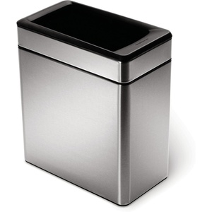 simplehuman Slim Open Can, 25L / 6.6 Gallon Commercial Office Trash Can for Conference Rooms, Hotel Rooms, Reception, Heavy Duty Stainless Steel, ADA-Compliant, Brushed Stainless Steel(Brushed (Pack of 6))