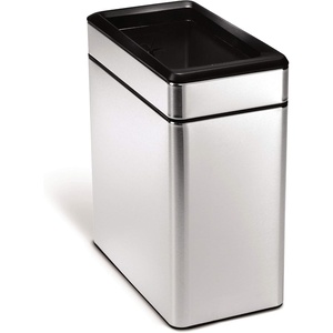 simplehuman Slim Open Can, 25L / 6.6 Gallon Commercial Office Trash Can for Conference Rooms, Hotel Rooms, Reception, Heavy Duty Stainless Steel, ADA-Compliant, Brushed Stainless Steel(Brushed)