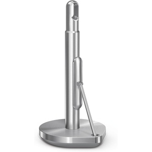 simplehuman Tension Arm Countertop Paper Towel Holder, Easy One-Handed Tear, Standing Weighted Base with Finger Loop, Heavy Duty, Brushed Stainless Steel