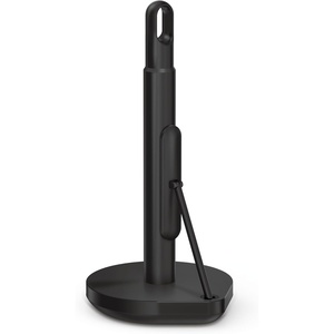 simplehuman Tension Arm Countertop Paper Towel Holder, Easy One-Handed Tear, Standing Weighted Base with Finger Loop, Heavy Duty, Matte Black Steel(Black Stainless Steel)