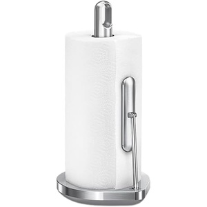 simplehuman Tension Arm Countertop Paper Towel Holder, Easy One-Handed Tear, Standing Weighted Base with Finger Loop, Heavy Duty, Matte Black Steel(Brushed Stainless Steel)
