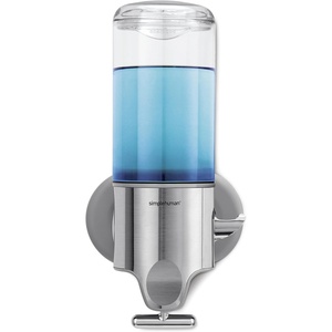 simplehuman Triple Wall Mount Pumps, Hotel-Grade Refillable 3-Chamber Shampoo Conditioner Body Wash Shower Dispenser, T-Bar Lever, No-Drill Install, for Bathrooms, Hotels, and Airbnbs, Stainless Steel(Single (Pack of 6))