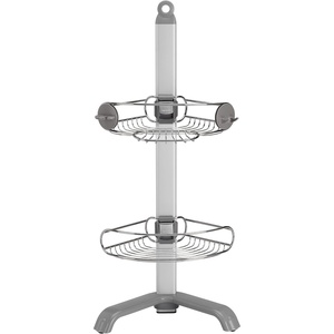 simplehuman X-Large Adjustable Hanging Shower Caddy, Handheld Showerhead Compatible, Family-Size Bathroom Organizer with 12-Inch Extended Neck, Adjustable Shelves, Rust-Proof Stainless Steel(Corner)