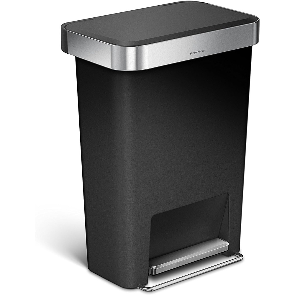 image:imagesimplehuman 45 Liter  12 Gallon Rectangular Kitchen Step Trash Can with SoftClose Lid Grey PlasticBlack
