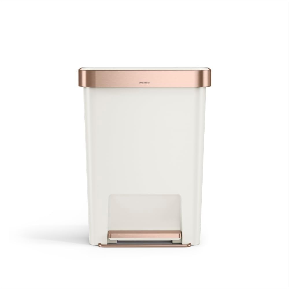 image:imagesimplehuman 45 Liter 12 Gallon Rectangular Kitchen Step Trash Can with SoftClose Lid Grey PlasticCream